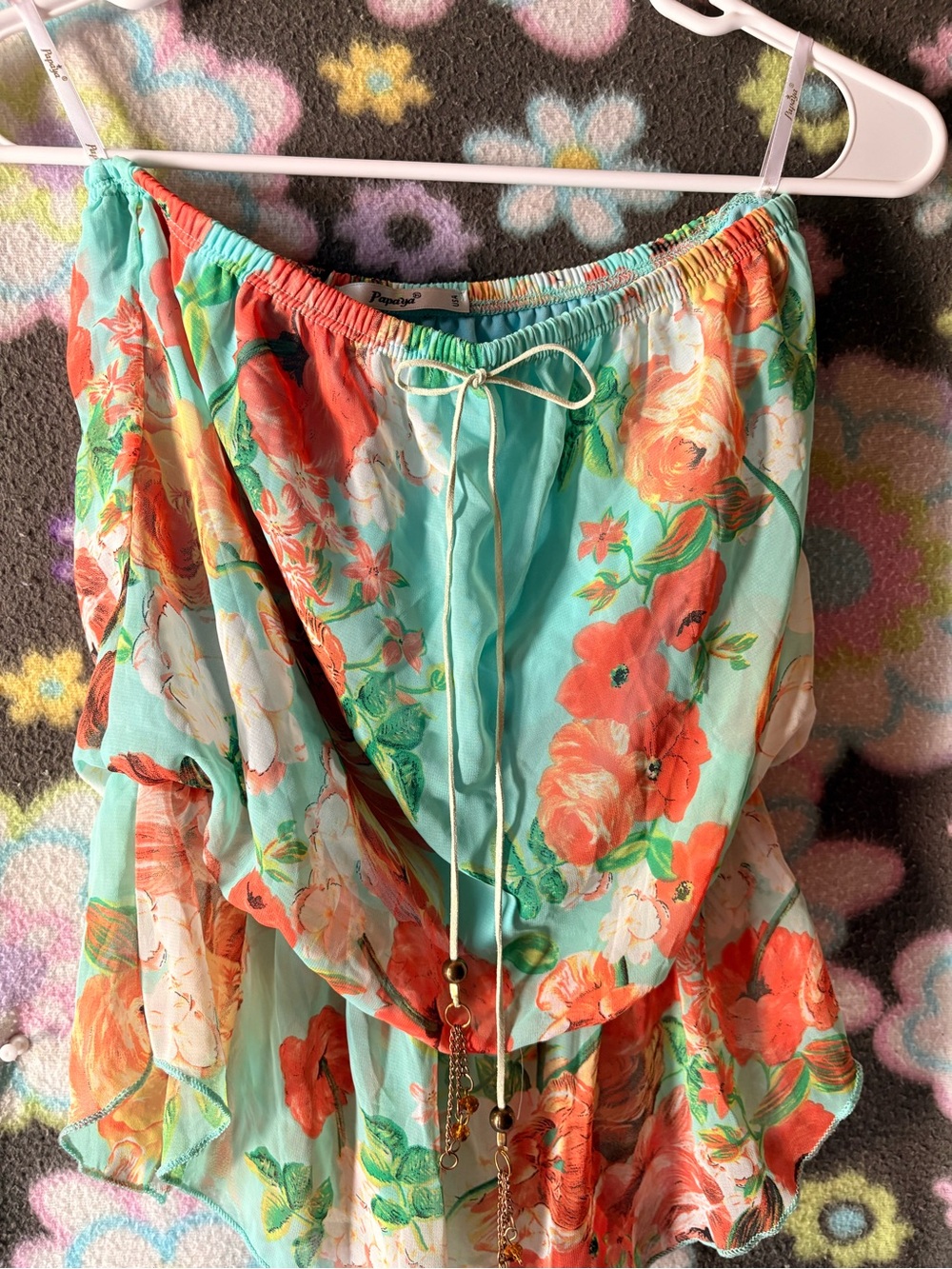 Papaya Blue Turquoise Multicolor Kids Swim Skirt